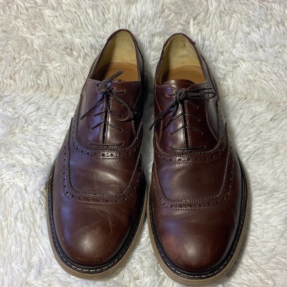 SALVATORE FERRAGAMO BROWN PLAIN TOE OXFORD LACE SHOES SIZE 11 main image 6
